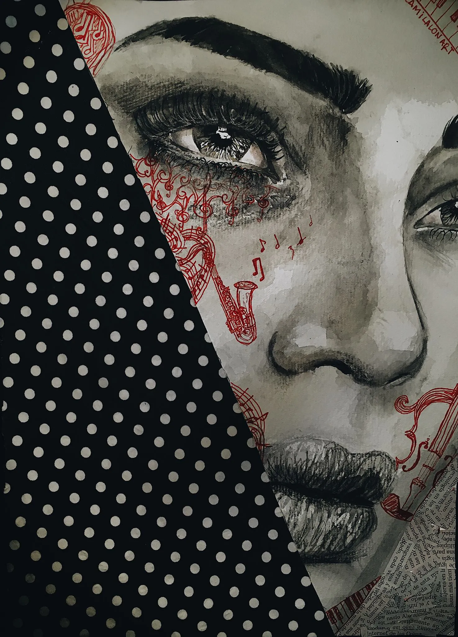 Blue — Watercolor, pencil and collage